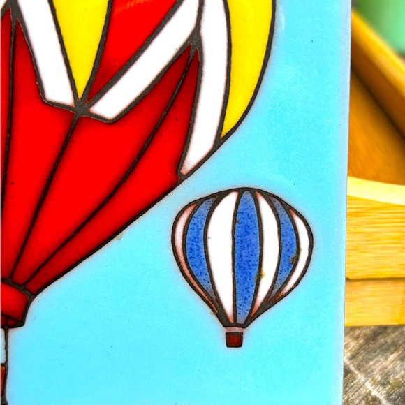 Artist ,Cleo Teissedre Hot Air Balloons Hand Painted Ceramic Tile - Picture 3 of 7